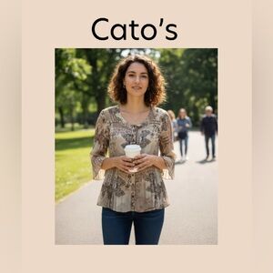 Cato’s Women’s Peasant Style Blouse Size XL